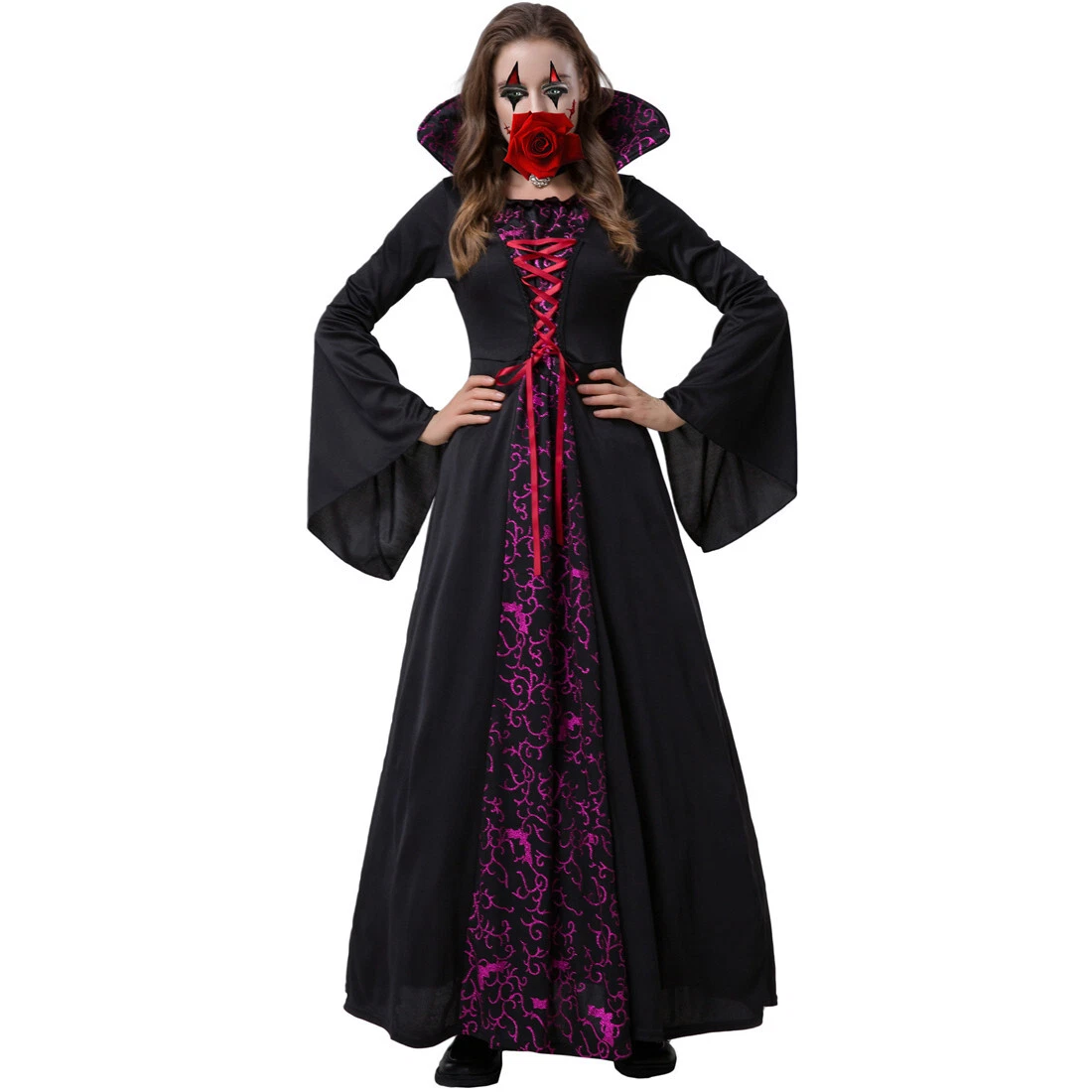 Women Vampire Costume Gothic Ghost Queen Ladies Dress Halloween