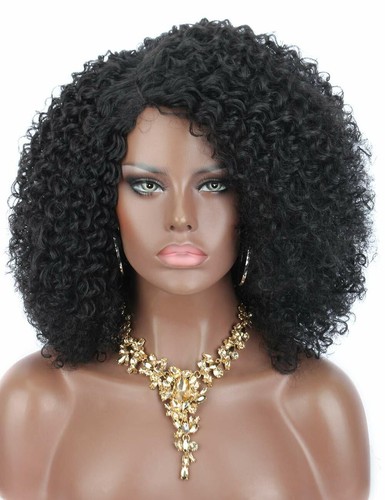 Afro Kinky Curly Wigs Black Short Hair Synthetic Wig for Black Women Daily Use - Picture 4 of 12