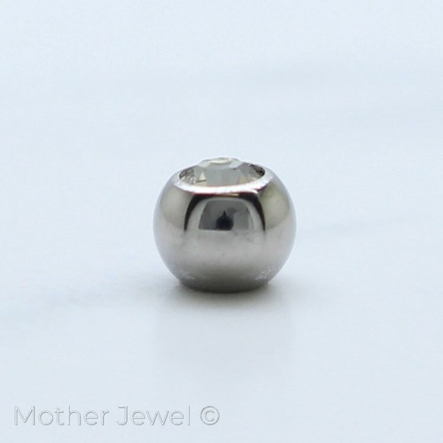 SIMULATED DIAMOND SILVER 316L SS BELLY HELIX SEPTUM LABRET 14G REPLACEMENT BALL - Picture 4 of 11