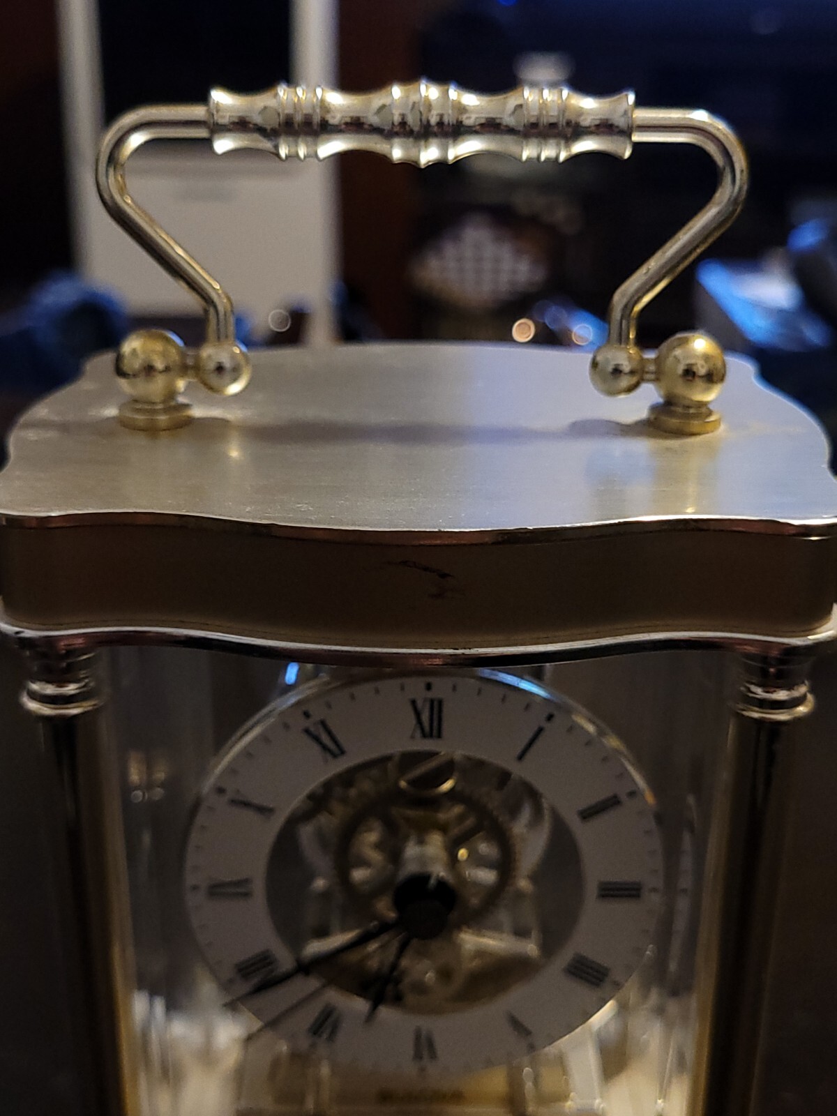 Bulova Quartz Carriage Mantle Desk Clock Made in Germany vintage 1980s