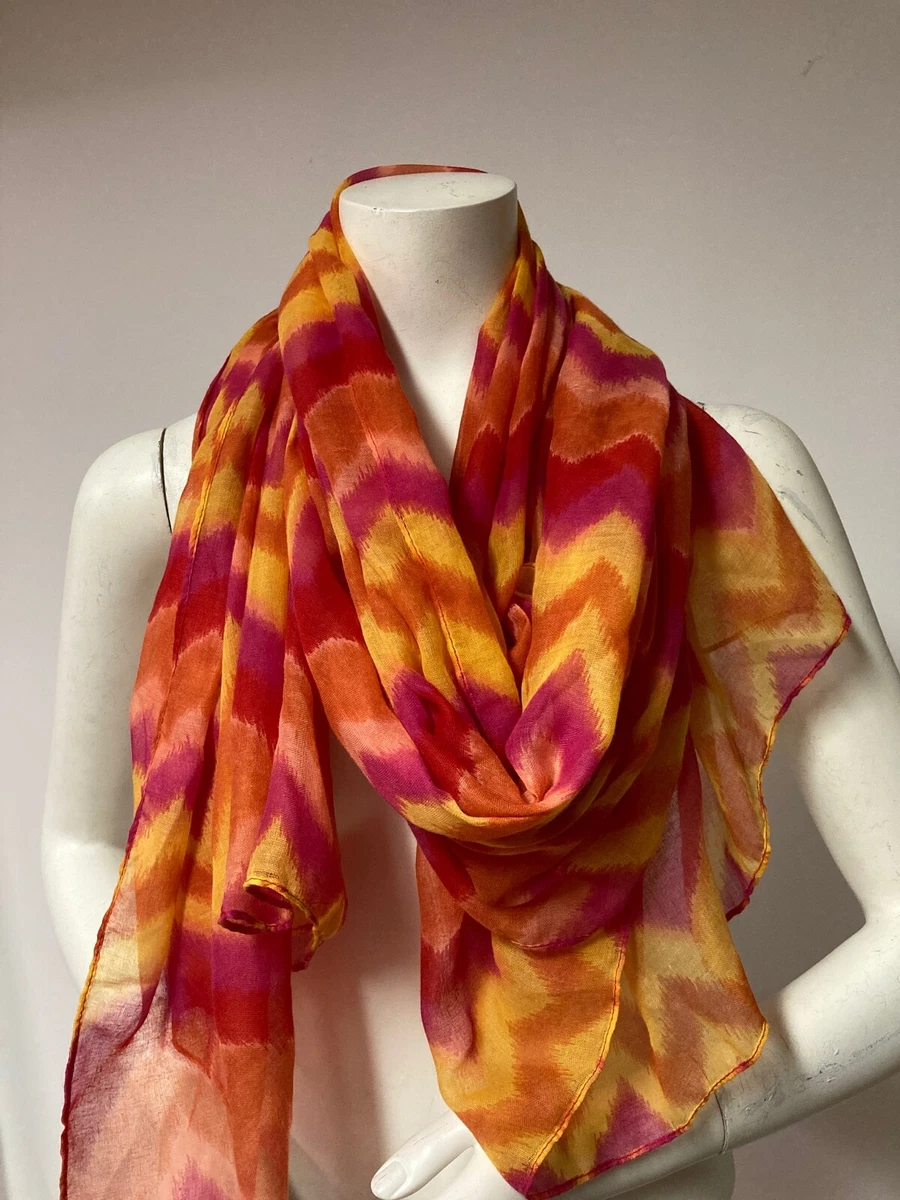 Evening Wrap Shawl Scarf TARGET ZIG ZAG Reds Oranges Yellows Sheer