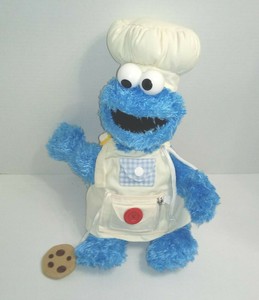 Sesame Street S Cookie Monster Bake Shop Plush W Chef Hat Baker S Apron Ebay