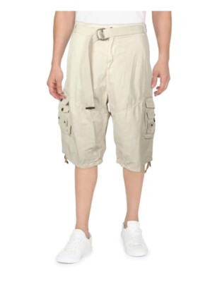 Galaxy by Harvic Mens Ivory Cotton Belted Carpenter, Utility Shorts Size 36