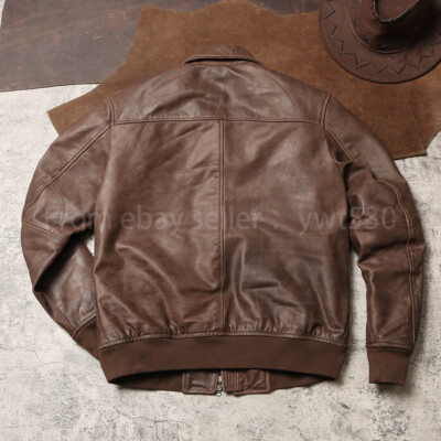 Distressed Full Grain Cowhide A2 Bomber Jacket Men's Genuine