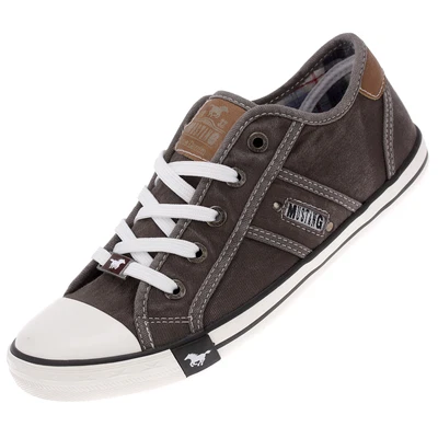 Mustang Damen Sneaker Freizeit Schnürer Schuhe Sommer Canvas Low Top Grau 37