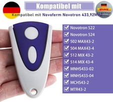 2Stück für Novoferm Novotron Handsender 502 MIX43-2 Garagentor-Handsender，433MHz