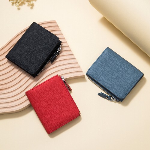 Womens Small Leather Wallet Credit Card Holder RFID Blocking Zipper Pocket Purse - Picture 2 of 21
