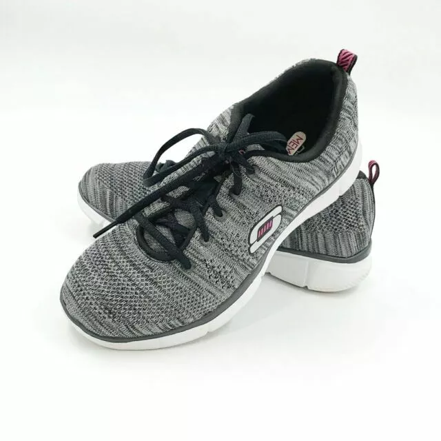 New Skechers Skech Knit Women Air Cooled Memory Foam Sneakers Gray White sz 6.5