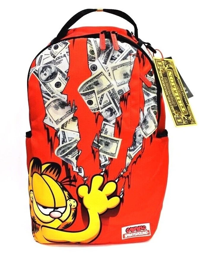 Sprayground Garfield Backpack Money Bills Books Bag Laptop Back To School  B4112