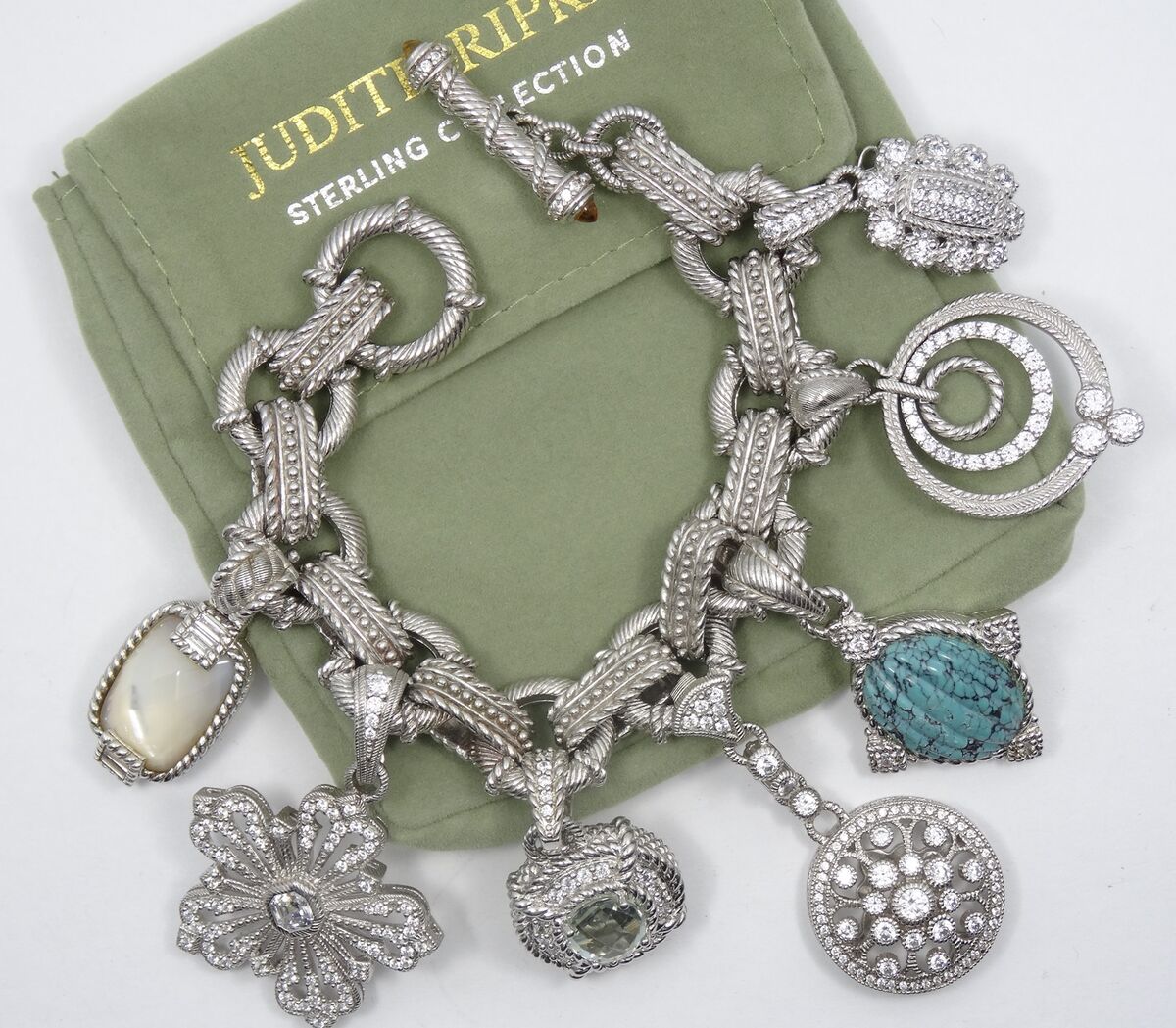 HEAVY JUDITH RIPKA STERLING SILVER GEMSTONE 7 RARE FANCY HEAVY JUDITH RIPKA STERLING SILVER GEMSTONE 7 RARE FANCY