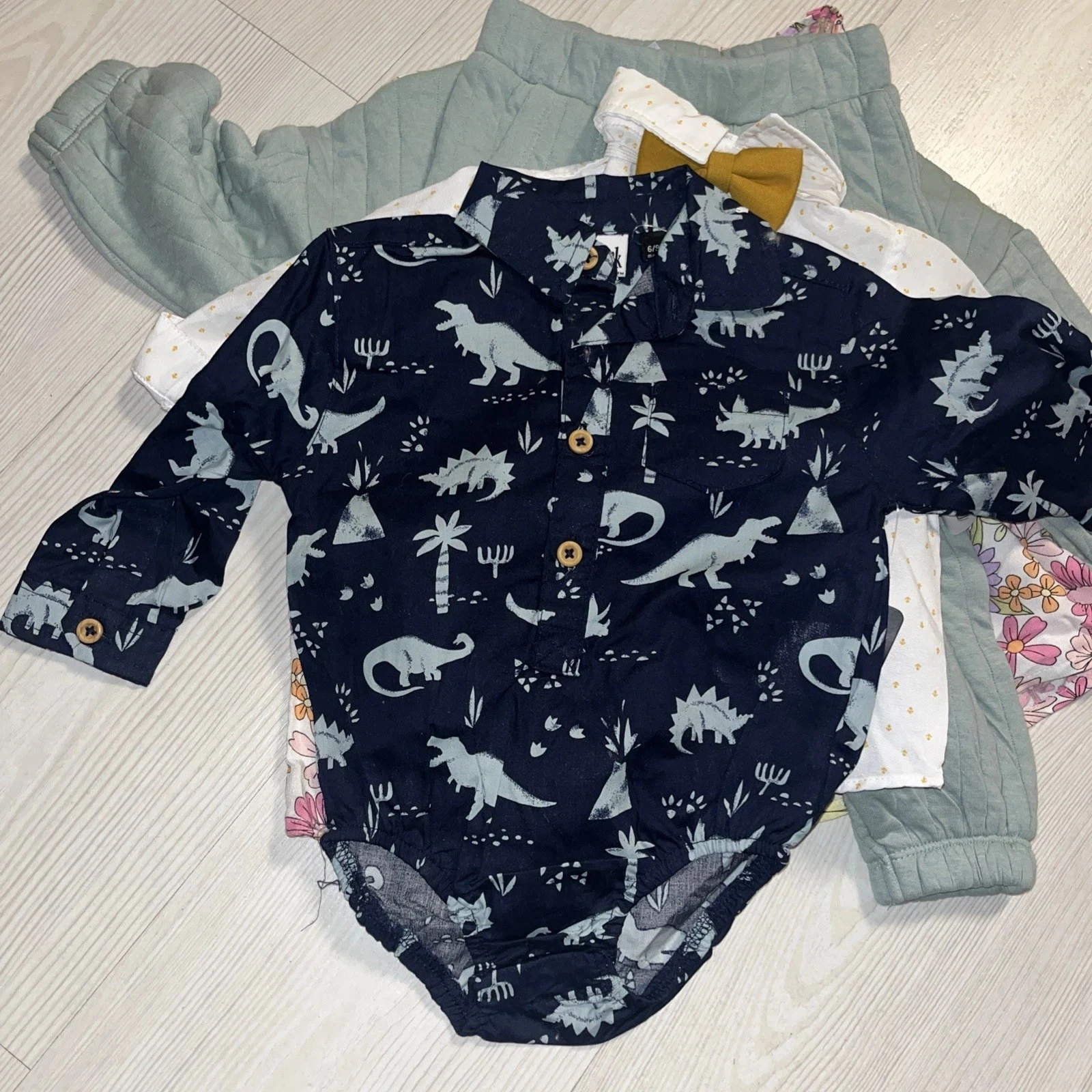 Joblot 6x Toddlers New Clothes 6-9 Months Shirt, Floral Dress, Tracksuit & Jeans