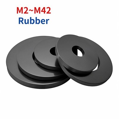 SCHWARZE FLACHE GUMMISCHEIBEN M2 M2,5 M3 M4 M5 M6 M7 M8 M10 M12 M13 M14 - M42