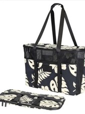 ALOHA Collection CleverMade Collapsible Beach Tote Bag With Palm Print NWT