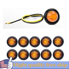 10pc 0.75 Inch DOT Round Amber LED Trailer Side Marker Lights for Truck