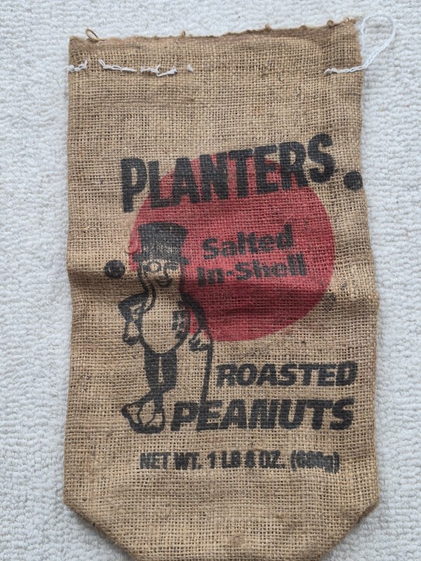 Vintage Collectible 1960s? Planters "Mr. Peanut " 1.5 lb Burlap Peanut Sack