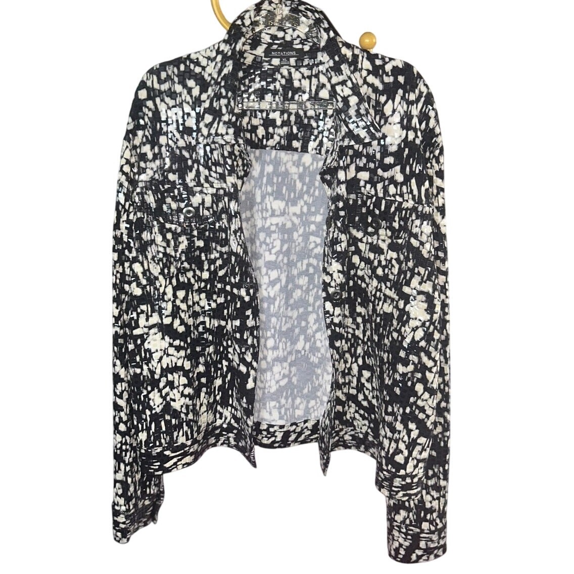 Notations Black Cream Light Sequin Button Up Jack… - image 1