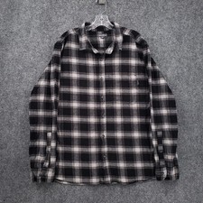 Eddie Bauer Button Up Shirt Mens 2XL Black Long Sleeve Flannel Plaid Collared