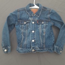 Levis Denim Trucker Jean Jacket Youth Size 6 Classic Red Tab Snap 5-6 Years