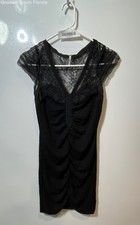 Free People Womens Black Floral Lace Ruched Cap Sleeve Bodycon Dress Size XS