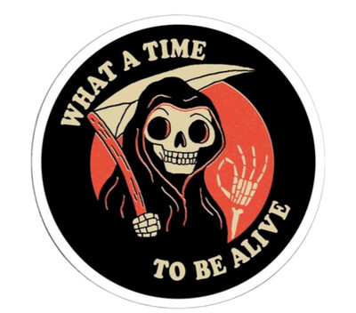 what a time to be alive, Funny Vinyl Die Cut Sticker