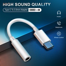 For Samsung Galaxy S25 TPE White USB-C to 3.5mm Aux Jack Adapter Headphone Cable