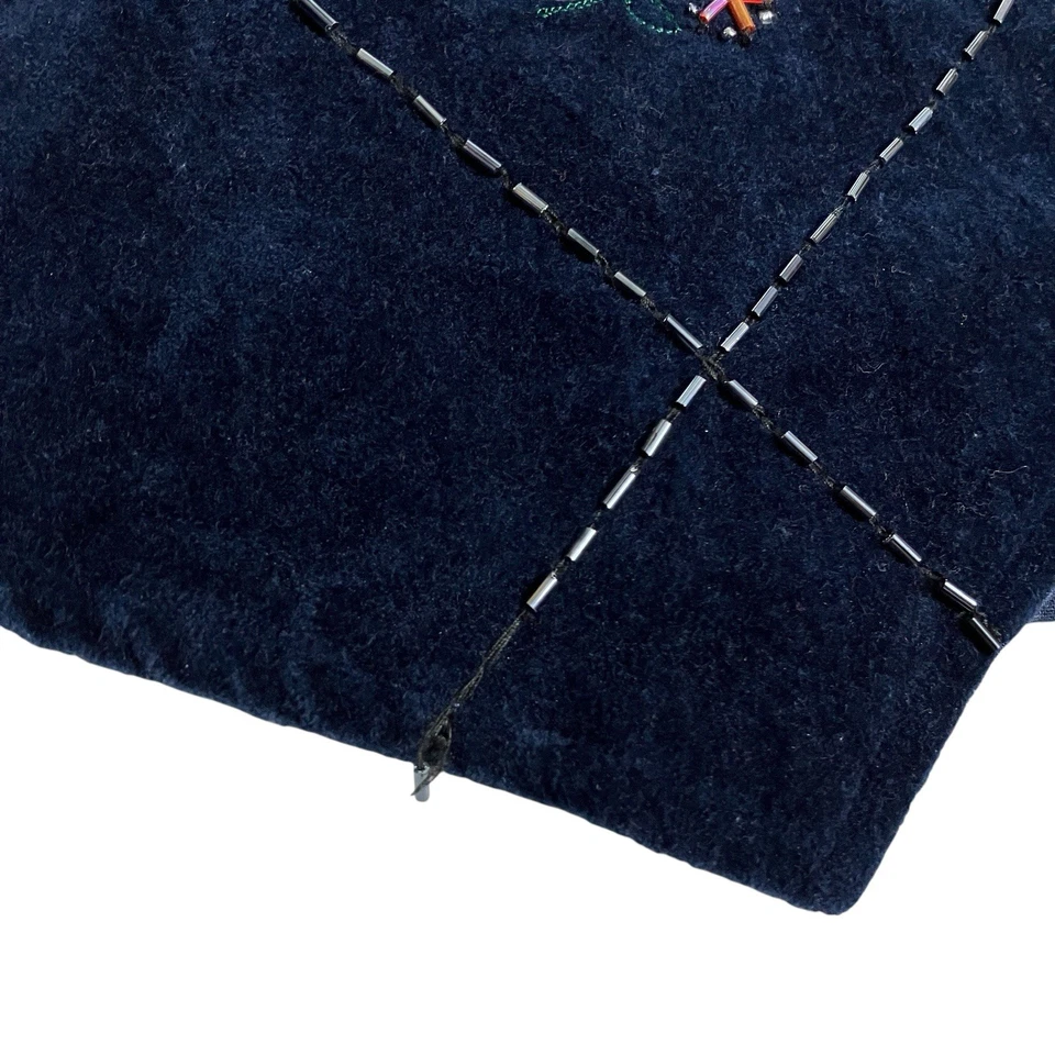 Vintage Casual Corner Vest Women M/L Blue Floral Beaded Velvet Velour Button 90s - Image 4 of 4