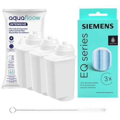 Entkalker Siemens TZ80002 + 3x AquaFloow Filter für EQ6 EQ9 Kaffeemaschine