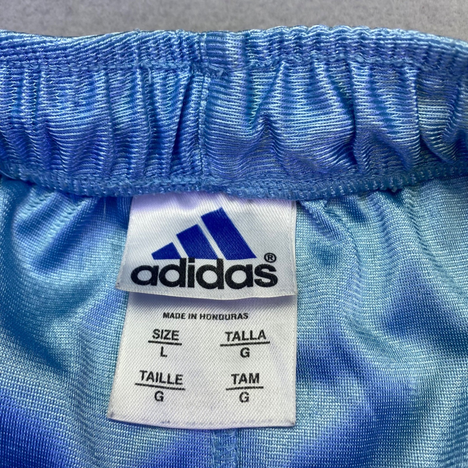 Adidas Shorts Men's Large Athletic Light Blue Shimmer Navy 3-Stripe Basketball thumbnail 4