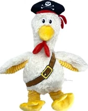 Think Dog Pirate Chicken Plush Squeaky Toy - White 21" Durable Medium/ Large Dog