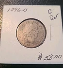 1896 O BARBER QUARTER GOOD CONDITION & DETAILS