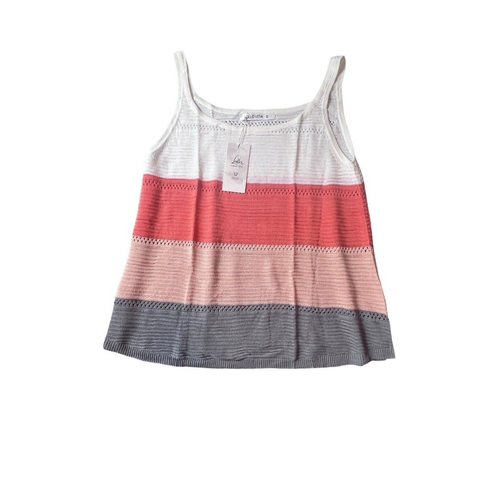 Lollo Vita S Small Womens Shirt Tank Top Boutique Knitted Boho Sheer Beach