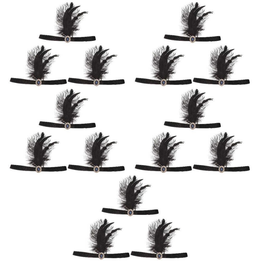 Diadema de frente para mujer 1920s pluma negra tocado ligero duradero decoración de cabeza