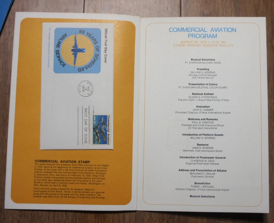 10 FIFTY YEARS COMMERCIAL AVIATION O'Hare Airport First Day Ceremony Stamp 1976 - Image 3 of 4