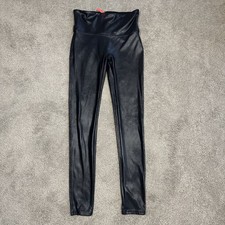 SPANX Faux Leather Leggings Black Ankle Length Womens Medium High Rise Pants