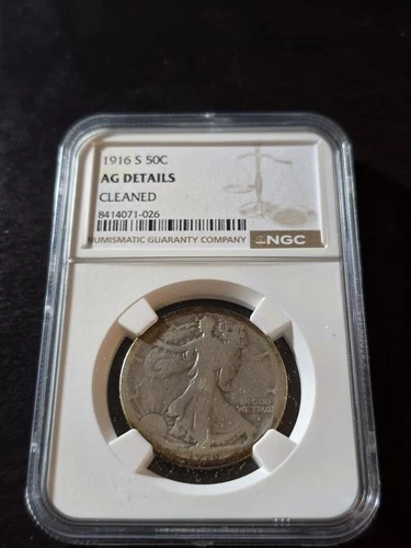 1916 S WALKING LIBERTY HALF DOLLAR! RARE S MINT! NGC AG DETAILS 🔥