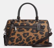 New COACH Signature Rowan Leopard Satchel Crossbody Bag Handbag CC758