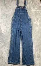 Dickies Bib Overalls Mens 40x29.5 Blue Denim Carpenter Work Medium Wash Straight