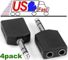 4pcs/pack, 1/4" Stereo Y Splitter - 6.35mm Dual Female to Male TRS Audio Adapter