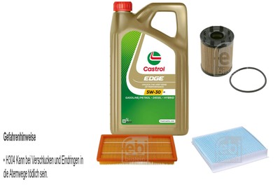 FEBI Inspektionspaket 5L CASTROL Motoröl EDGE 5W-30 M für Opel Combo Tour 1.4