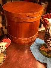 Antique Firkin /Sugar Bucket/Wooden  Primitive 12" Tall X 12" Diameter- Gorgeous