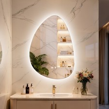 Irregular Backlit Mirror Bathroom Vanity Mirror with Lights Dimmable, Anti-Fog