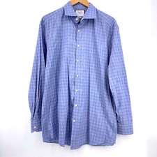 Charles Tyrwhitt London Blue Dress Shirt Non Iron Extra Slim Fit Mens 17/35 Work