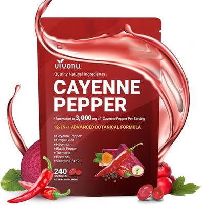 VivoNu Cayenne Pepper Softgels Dietary Supplement 240 Capsules New Free Shipping