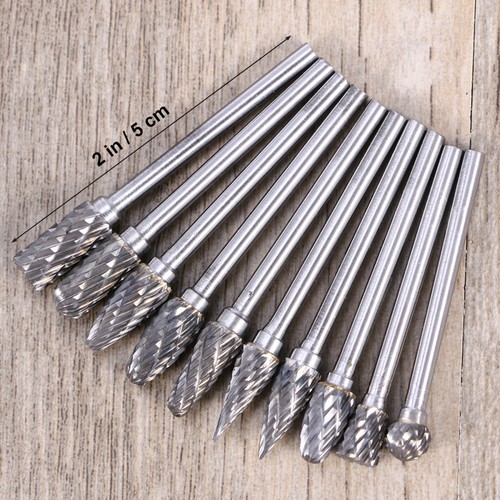 10 Pcs Tungsten Steel Grinding Head Die Grinder Bits Burr Carbide Rotary Tool - Picture 3 of 7
