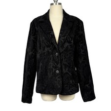 Axcess Black Burnout Velvet Blazer Jacket 16 Gothic Damask Whimsigoth Floral