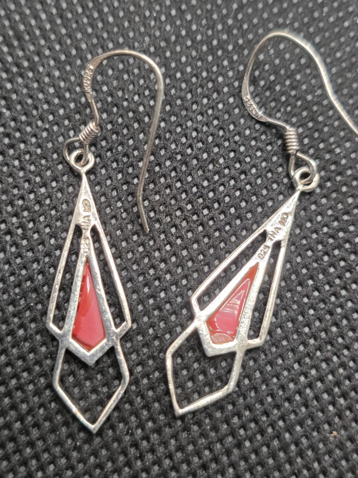 Vintage Red Jasper Angular Prism Dangle Earrings … - image 3