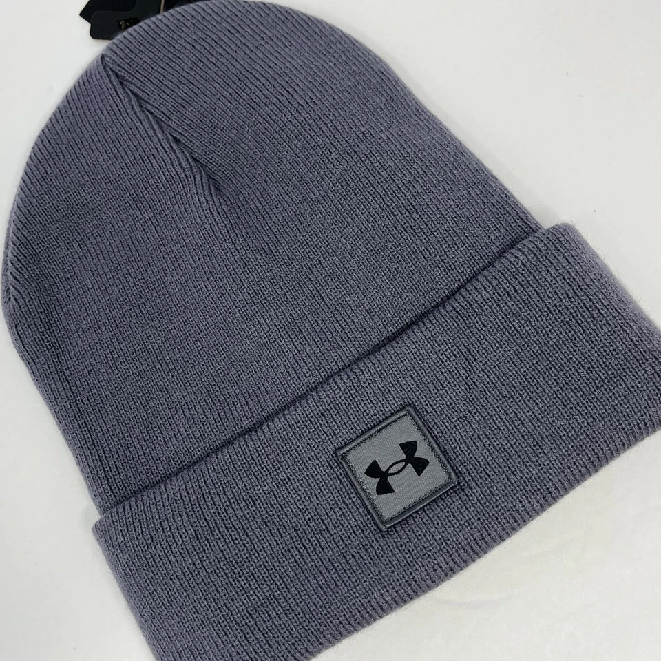 Under Armour Hombres Gorro Plegable con Puños con Logo Invierno Sombrero Gorra Tobogán Gris Foto 4 de 4
