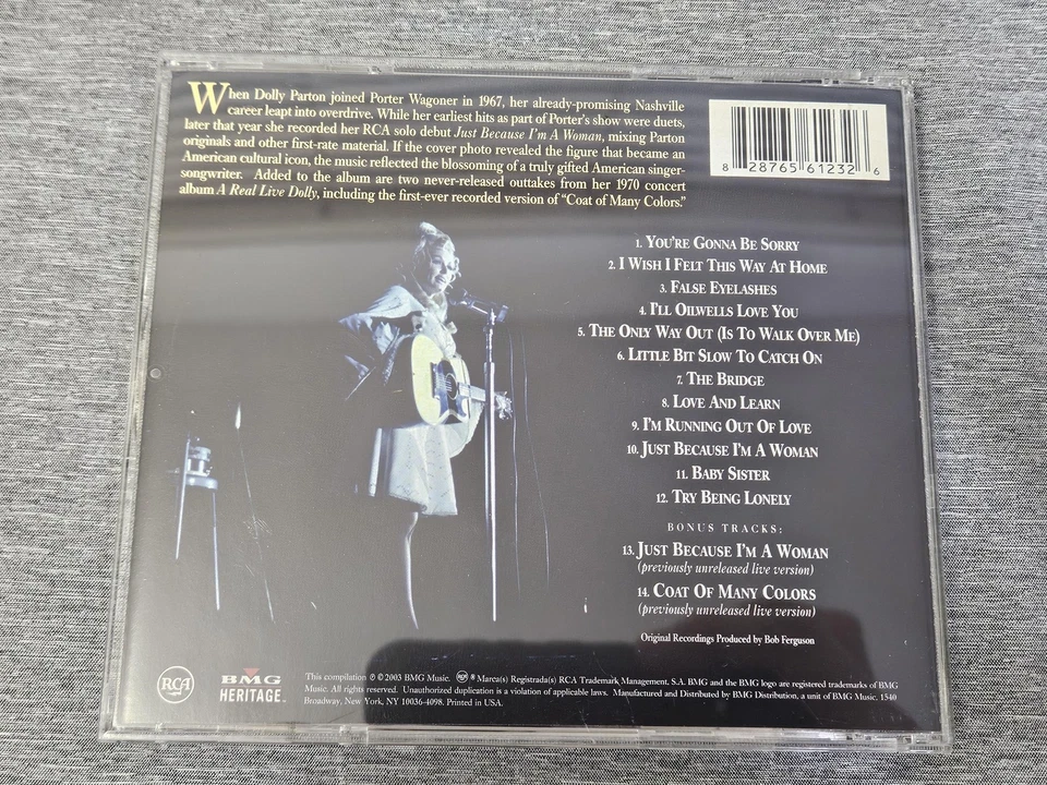Dolly Parton CD Just Because I'm a Woman 2003 BMG Heritage RCA Country Album Foto 3 de 4