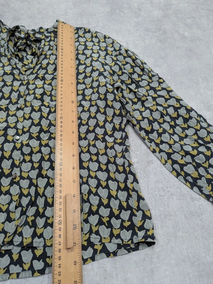 Farhi Blouse Womens UK 10 Floral 100% Silk Top Tulip Lightweight Shirt Boho Tie - Изображение 4 из 4
