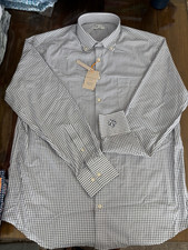 NWT MEN'S PETER MILLAR BUTTON DOWN, SIZE: XL, COLOR: WHITE/NAVY PLAID M4.3 